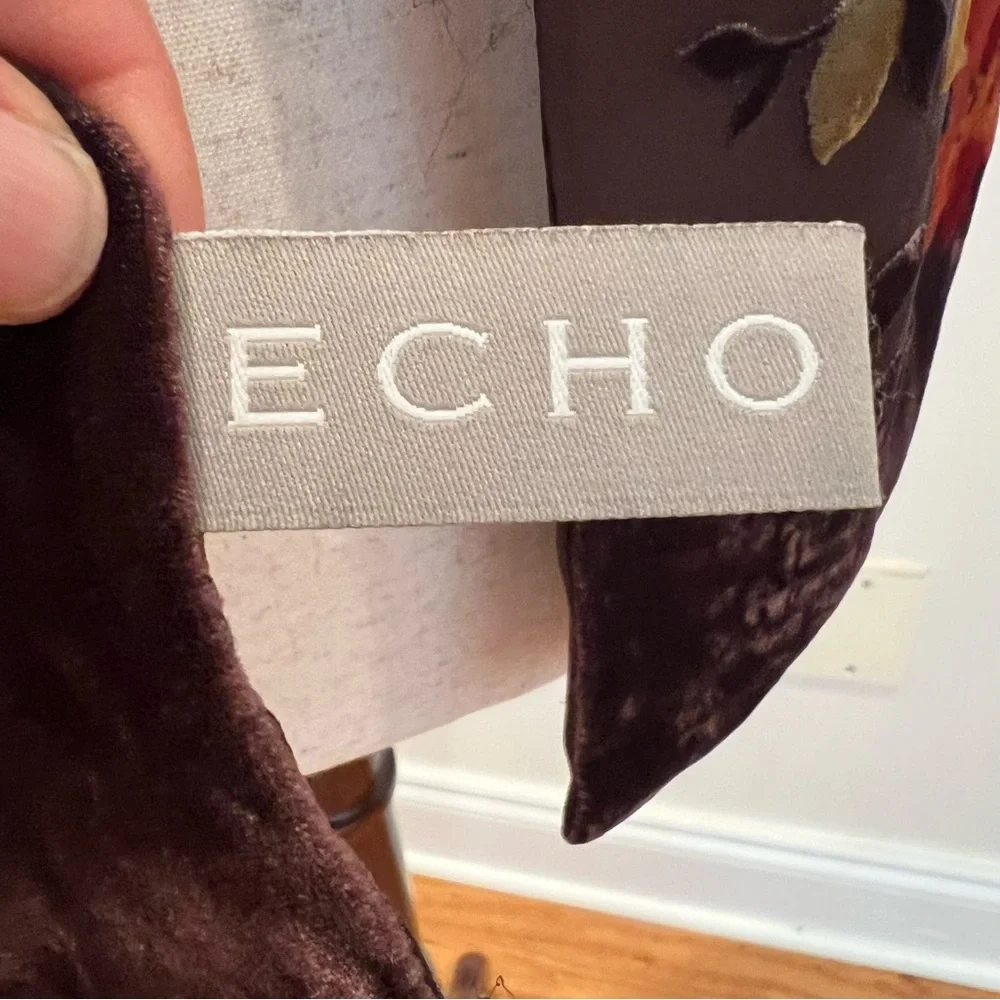 Echo Silk Velvet Burnout Scarf Women Rectangular Brown Floral Sheer Chiffon Luxe